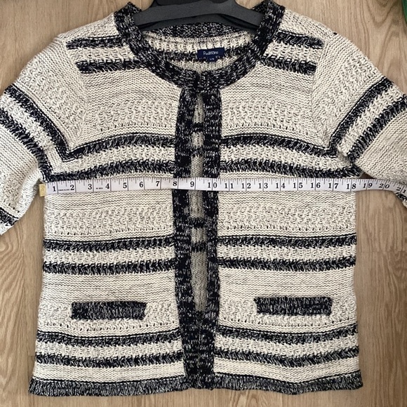 Effortless Coastal Chic Reitmans Striped Knit Cardigan Open Front Minimalist - Picture 9 of 12